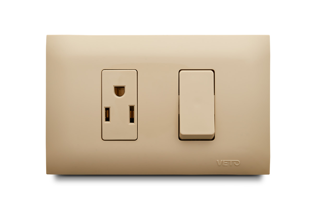 Mixto 1 Interruptor no neon + 1 Tomacorriente Amer 2P+E Vive Basic - Imagen 2